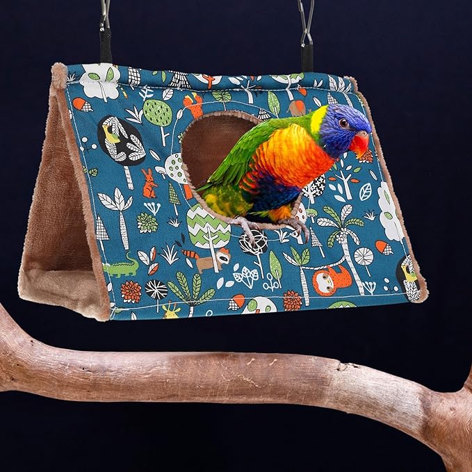 2 Pcs Winter Bird Warm Nest House Bird Bed for Cage, Hanging Hammock, Plush Fluffy Shed Birds Hideaway 9.8 x 5.5 x 5.9 Inch Sleeping Bed Fuzzy for Budgies, Lovebird, Parrot, Parakeets, Cockatiel