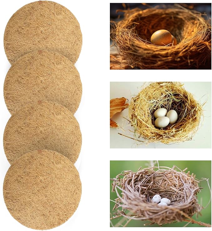 SUNSHNO 10PCS Bird Nesting Pads, Pigeon Nests Pad Natural Coconut Fiber Bird Nest Material Pigeon Breeding Accessories Warm Comfortable Parakeet Bedding Bird Hatching Pads