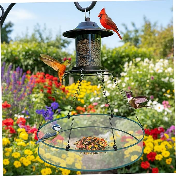 Bird Seed Catcher Tray Feeder 2 Pcs 20 Inch Mesh Hanging Bird Feeders for Outdoor Garden Use
