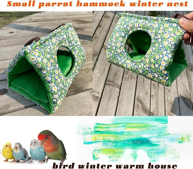Cockatiel Bird Cage Winter Warm Tent House Conures Hammock Bedding Parrot Snuggle Hut Parakeets House Sleeping Hideaway with Pad Lovebirds Quaker