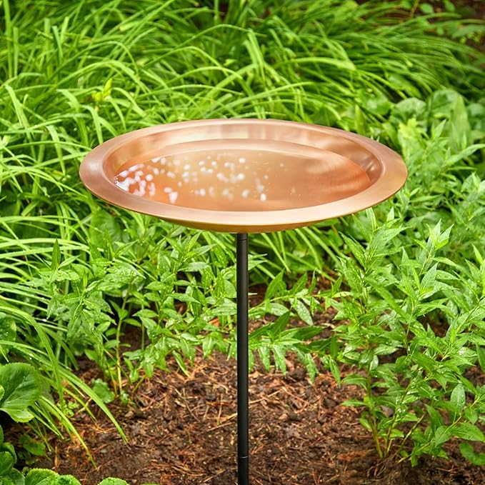 Good Directions Matte Copper Bird Bath on Garden Pole 18"