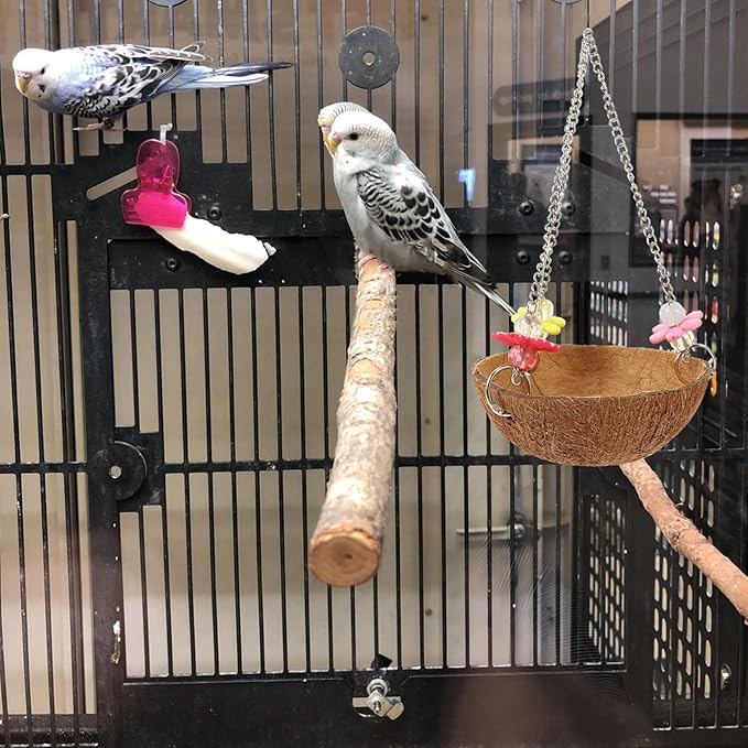 Natural Coconut Shell Bird Nest Bird Hanging Rocking Nest Cabin Outdoor Toys for Budgie Cockatiel
