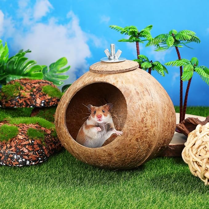 Nest for Birds Winter Warm House Natural Coconut Shell Simulation Birdhouse Grass Bird Hut Parakeet Nesting Box ¼ˆNo Blanket