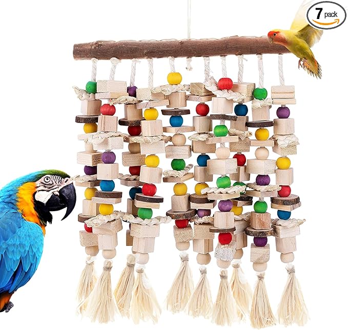 Jorewood Large Bird Parrot Toys,Multicolored Natural Macaws Toy Bird Chewing Toy for Cokatoos African Grey and Large Medium Birds