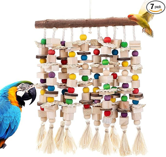Jorewood Large Bird Parrot Toys,Multicolored Natural Macaws Toy Bird Chewing Toy for Cokatoos African Grey and Large Medium Birds