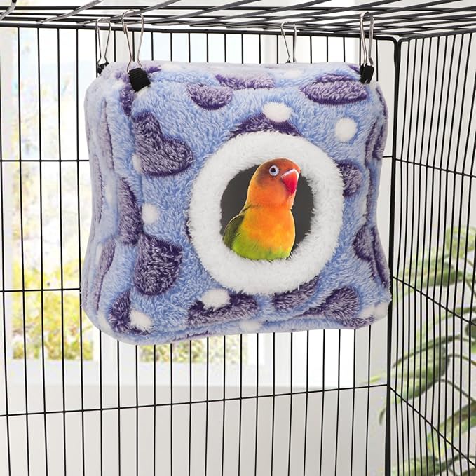 Hypeety Bird Hammock Nest House Parakeet Toys Hanging Warm Bird Nest for Parrot Hamster Small Animal Hanging Bed Bird Cage Accessories (S, Purple)