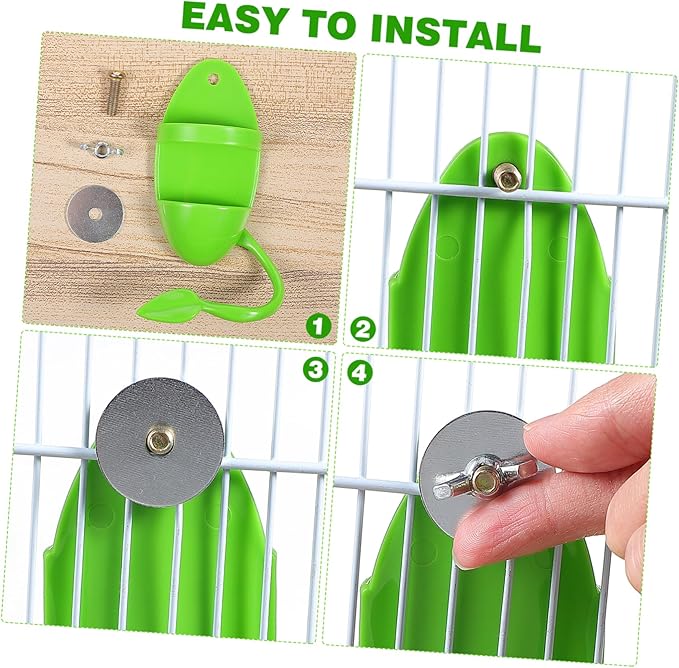 2pcs Bird Cuttlebone Holder with Perches Plastic Cuddle Bone Feeding Racks Parrot Cage Stands Accessories for Cockatiels Parakeets Finches Green