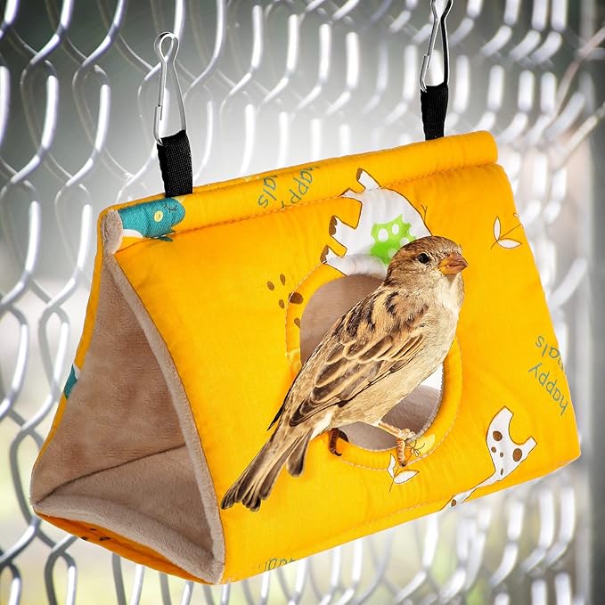 Weewooday 2 Pack Bird Beds Conures Hammock Sleeping Hut for Cage, Warm Bird Nest House Hanging Plush Tent for Parrot Parakeets Cockatiel Conure Cockatoo Parakeet Bird Cage Accessories