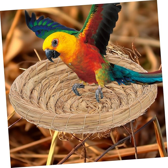 Handmade Straw Bird Nest for Pets Natural Woven Nest House for Parrots Macaws African Greys Furry Animals Sleeping Breeding