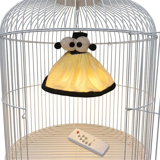 Bird Cage Light - Bird Cage Lighting | Blue Light Lamp | LED Night with Adjustable Brightness | Plush Parrot-Shaped Bulb, 3 Lighting Models (Black, Timer-Controlled)