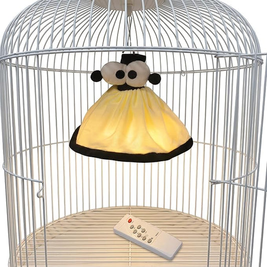 Bird Cage Light - Bird Cage Lighting | Blue Light Lamp | LED Night with Adjustable Brightness | Plush Parrot-Shaped Bulb, 3 Lighting Models (Black, Timer-Controlled)