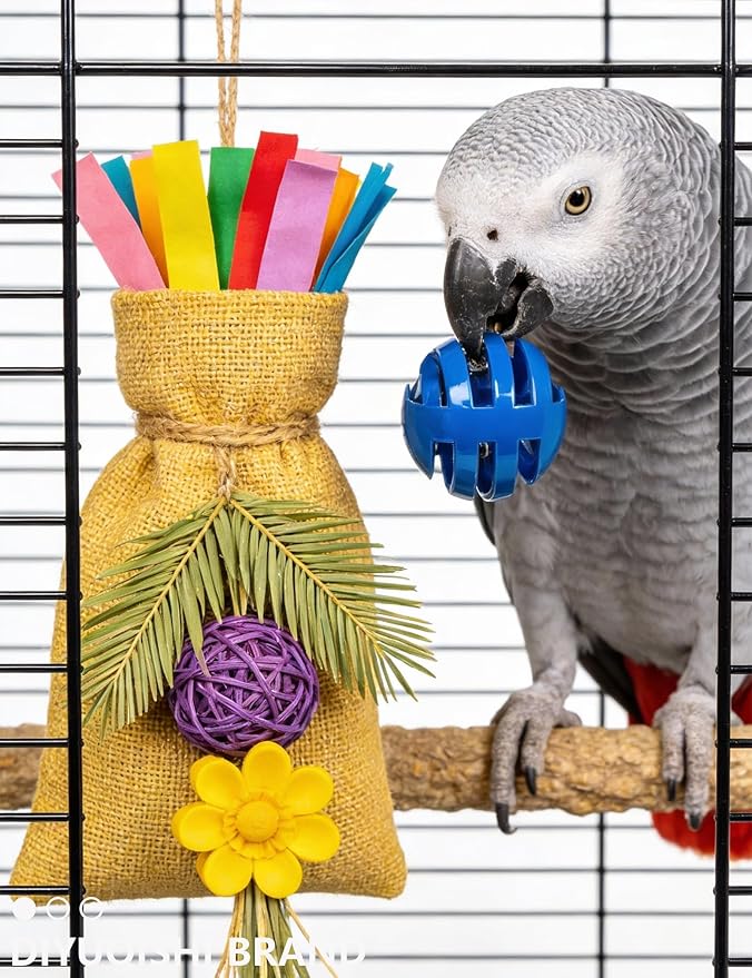23 Pcs Bird Toys Set for Parakeet Budgie Parrot Colorful Bell Rattan Balls Safe Non-Toxic for Small Large Birds