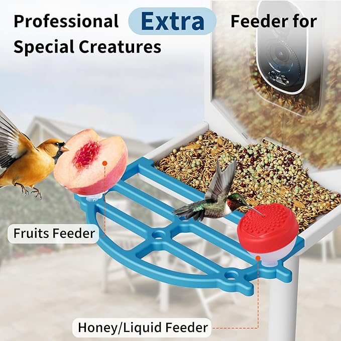 Garvee Smart Bird Feeder with 2K Camera & AI Recognition - Solar Powered, 2L Capacity, Night Vision, App Alerts, for Bird Watching, Squirrel Deterrent Function