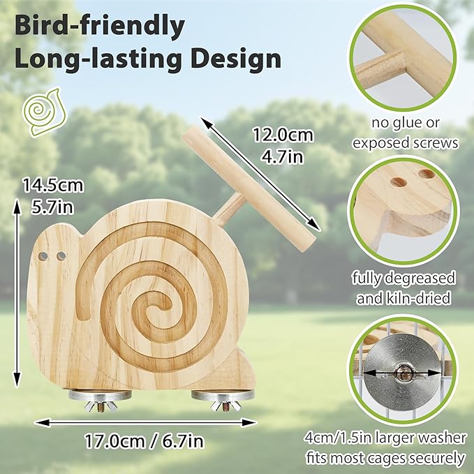 Bird Foraging Toys with Perch, Kiln-Dried Wood Bird Enrichment Toys for Slow Feeder, Parakeet Toy for Cages Reduce Seed Mess, Visible Food Design Parrot Puzzle for Novice/Older/Slow-Learning Birds