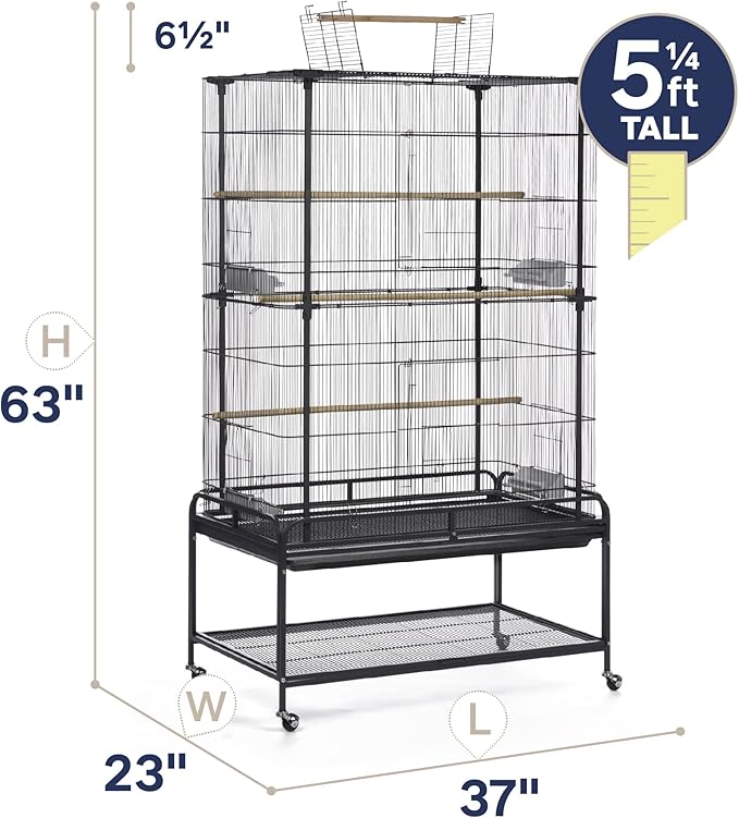 Prevue Pet Products Playtop Flight Bird Cage with Stand - F085, Black