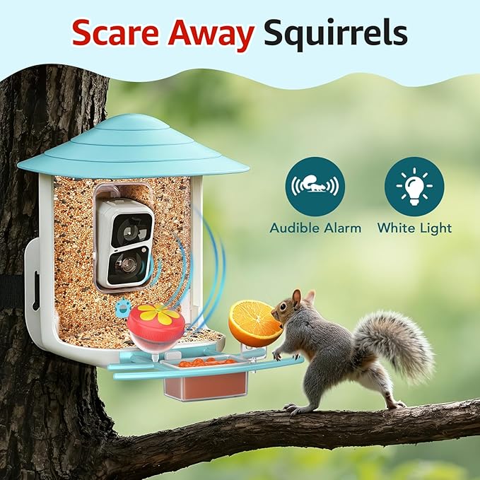 birdsnap® TUC Bird Feeder with Camera 2K HD Live with 32GB Card Auto Detect & Notify AI Identify Camera Birds Feeders Solar Powered Wireless Outdoors Backyard Gift for Mom Dad Birds Lover, 2.4G WiFi