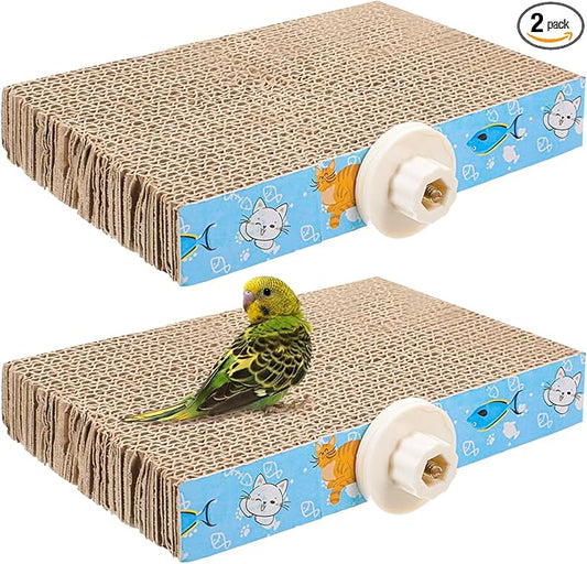 COMNICO 2 PCS Bird Chew Toy Parrot Cage Perch Cardboard Platform Bird Paw Grinding Stand for Cage Birds Resting Platform Stand Parrot Playground Exercise Toys ParakeetsCage Accessories (Size M