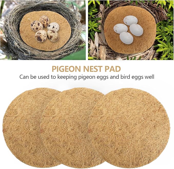 SUNSHNO 10PCS Bird Nesting Pads, Pigeon Nests Pad Natural Coconut Fiber Bird Nest Material Pigeon Breeding Accessories Warm Comfortable Parakeet Bedding Bird Hatching Pads