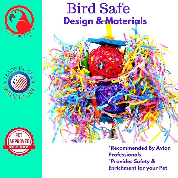 Bonka Bird Toys 1854 Tri Foraging Star 13" x 8" Natural Vine Ball Chew and Shred Toy for Medium to Large Birds Like Conures African Greys Amazons and Similar