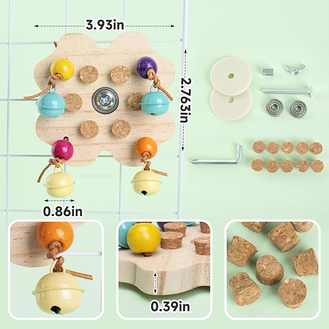 Mygeromon Bird Toys for Parakeets Interactive Spinning Bells Toy for Parrot Budgie Lovebird Cage Accessories