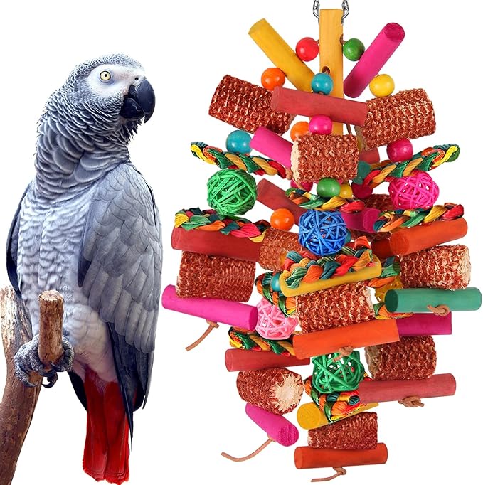 Kyouki Parrots Toys for Cockatiels, Budgies, Conures, Lovebirds, Quakers, Parrotlets, Caiques, Senegals, Meyer's & Other Small/Medium Birds - Natural Chewing & Foraging Toy with (Colored Corn Husk)