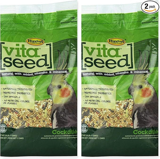 Higgins 2 Pack of Vita Seed Natural Blend Cockatiel Food, 2.5 Pounds Each