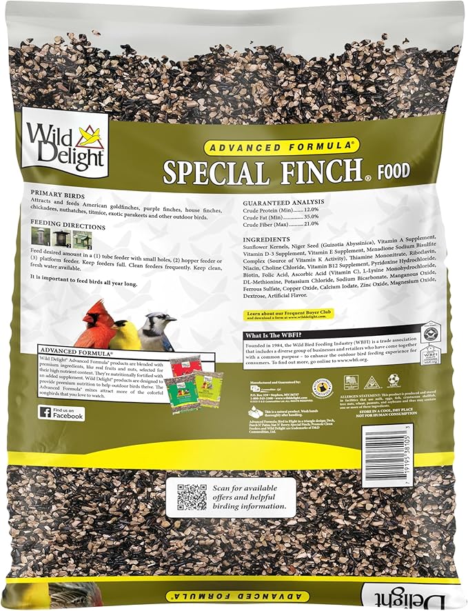 Wild Delight Advanced Formula Special Finch Food, Wild Bird Seed Mix, 5lbs