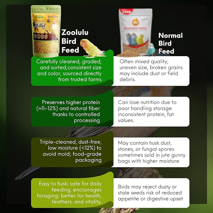 Danodia's Zoolulu Premium Budgies & Finches Millet Mix (950g /2 lbs) | Premium Bird Seed Blend for Budgies, Finches & Canaries | Daily Healthy Nutrition