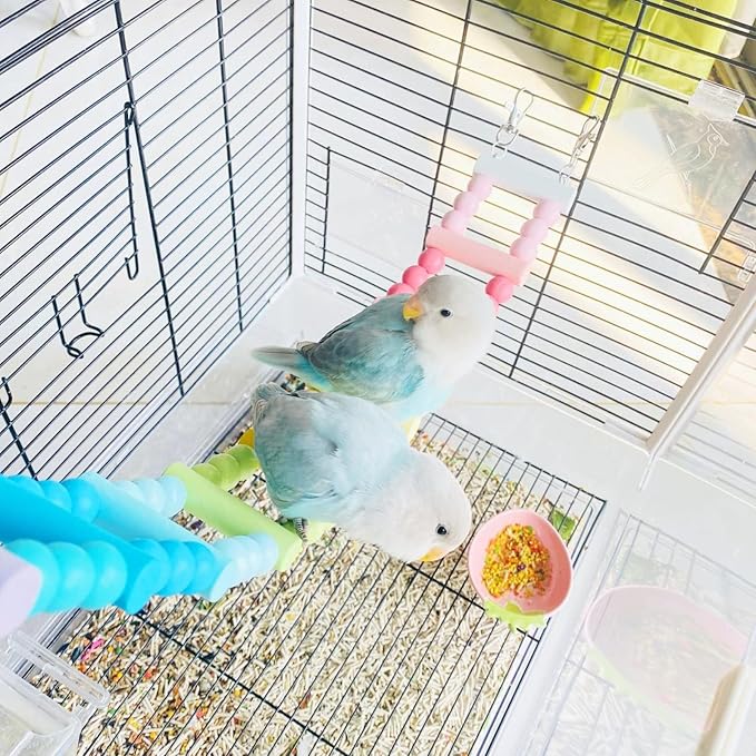 Bird Parrot Toys Ladders Swing Chewing Toys Hanging Pet Bird Cage Accessories Hammock Swing Toy for Small Parakeets Cockatiels, Lovebirds, Conures, Macaws, Lovebirds, Finches (Small: 6 Ladders)