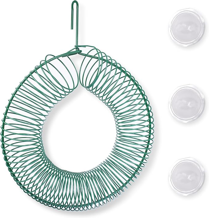 Wreath Bird Feeder for Suet Balls, Peanuts & Whole Nuts – Heavy-Duty Powder-Coated Metal, Outdoor Hanging Design, Green – Includes Accessories for Making Suet Balls