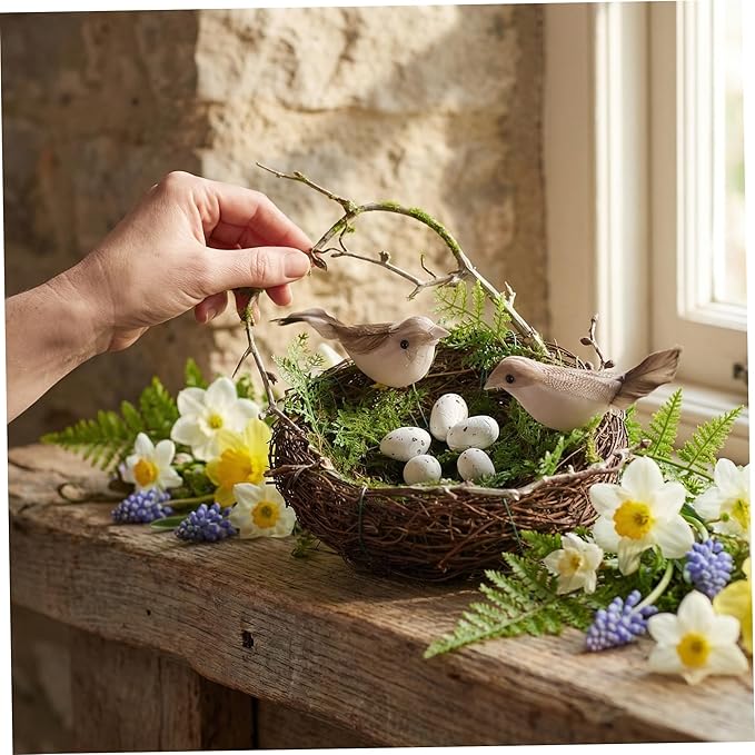 1 Set Easter Rattan Nest Arts and Crafts for Birds nest for Crafts Handmade Natural Decorative Child Household cage
