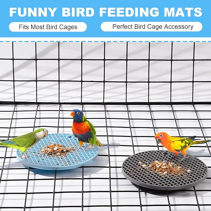 2pcs Bird Foraging Puzzle Toy, Silicone Bird Slow Feeder Mats, Parrot Cage Accessories, Foraging Toys Fit for Parakeet, Cockatiel, African Grey, Conure, Budgie
