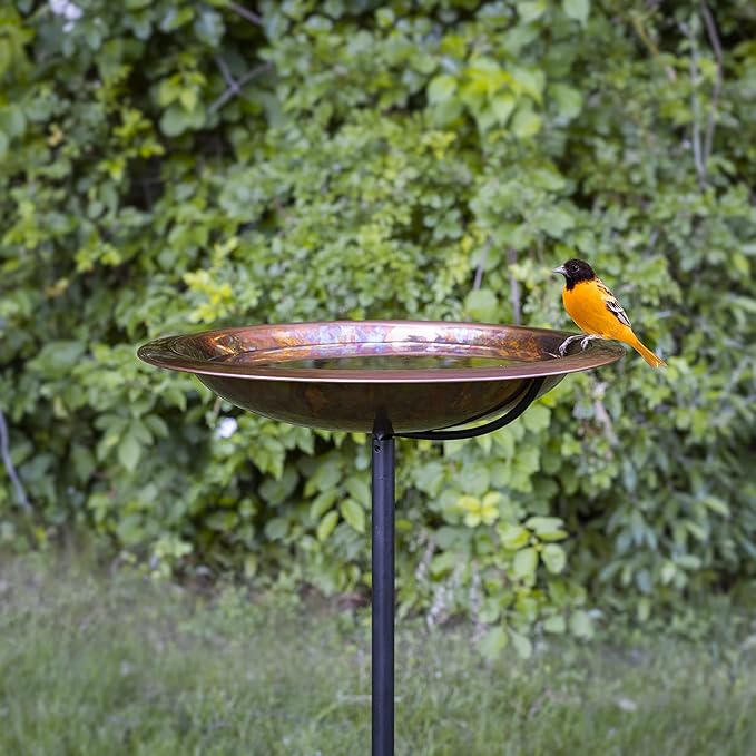 Good Directions Fired Copper Bird Bath on Garden Pole 13"