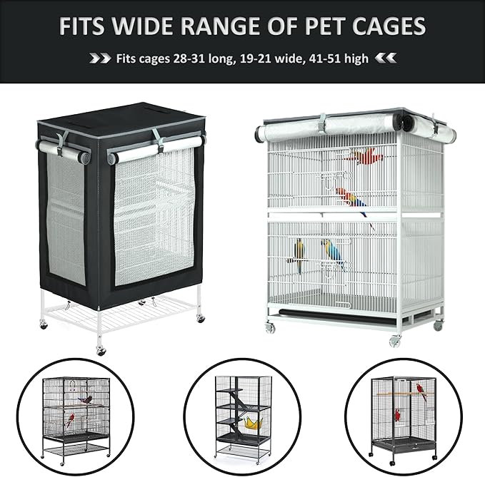 Large Bird Cage Cover - 600D Cage Covers for Night, Good Night Bird Cage Cover for Large Birdcage,Indoors or Outdoors (M)