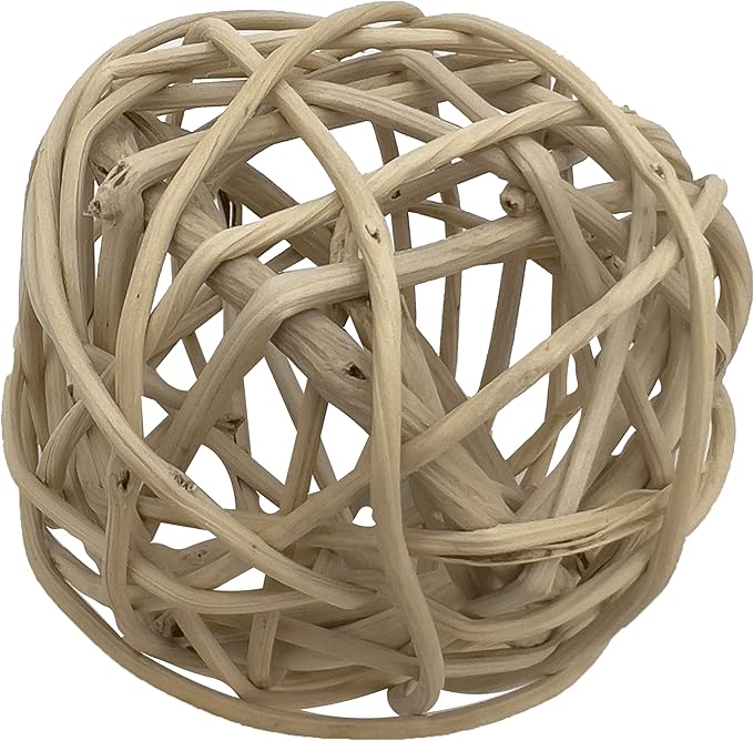 5054 Medium Natural Vine Balls - Handwoven rattan vine balls, Completely chewable, Lightweight, Delightful fun for sm and med size birds, Budgie Cockatiel Conure Quaker Lovebird Parrotlet