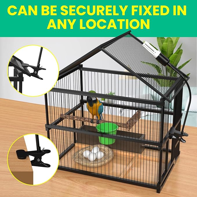 GlowUp Bird Light for Cage with Timer, Clip Lamp with UVB 2.4 Fluorescent Light Bulb E26, Bird Cage UVB Light Combo Kit 360°Rotatable for Captive Birds, Reptiles