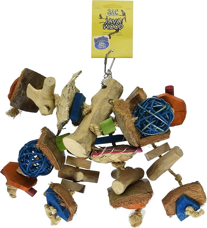A&E CAGE COMPANY HB46522 Java Wood Chunky Monster Assorted Bird Toy, 8 by 12"
