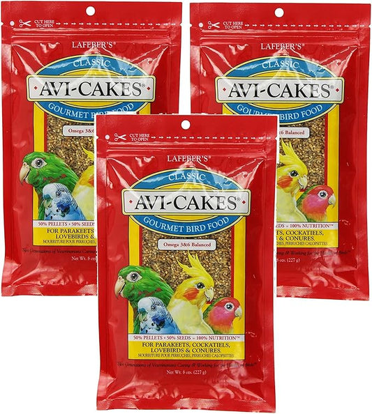 (3 Pack) Lafeber's Original Flavor Avi-Cakes for Parakeets, Cockatiels & Conures