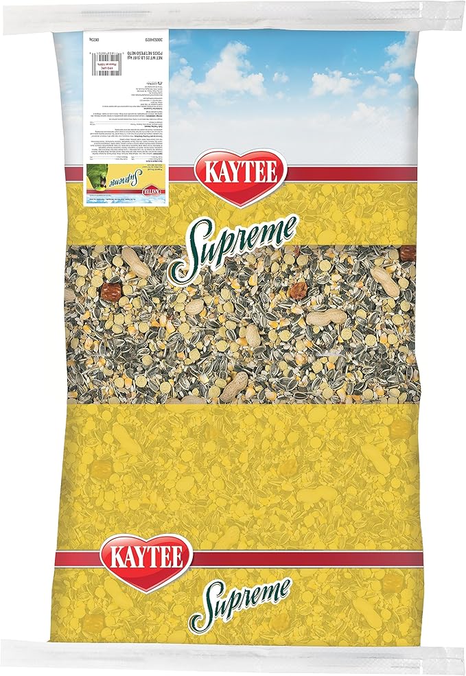 Kaytee Supreme Pet Parrot Food, Natural Seed & Grain Blend with Added Vitamins & Minerals, No Artificial Colors or Flavors, 20 Pounds