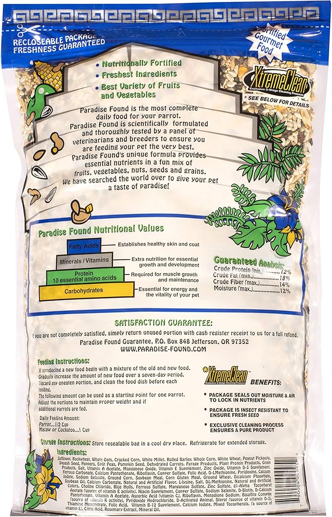Paradise Found Passion Parrot - No Sunflower - 4 lb.
