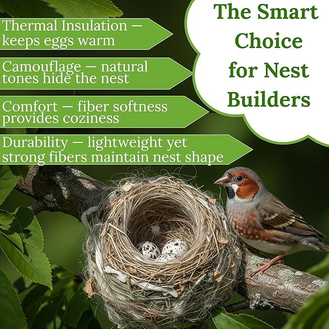 Hummingbird Nesters Bird Nesting Material Holder for Wild Birds Humming Bird House Materials Gifts for Bird Watching Nature Lovers Refillable Outdoor Bird Station (Wool Nesting Material)