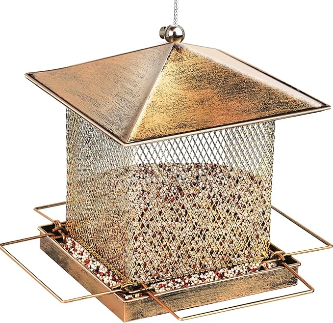 Bird Feeders for Outdoors Hanging - Large Capacity Heavy Duty Metal Squirrel Proof Wild Bird Feeders for Cardinal, Sparrow, Finch Etc in Backyard Garden