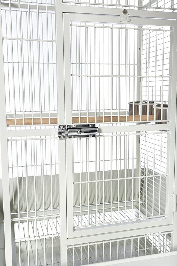 Prevue Pet Products Large Dome Top Bird Cage - Medium Steel Cage with Casters, Dual Locks, Seed Guards, and Perches, Ideal for Cockatiels, Conures, and Similarly Sized Birds - Chalk White