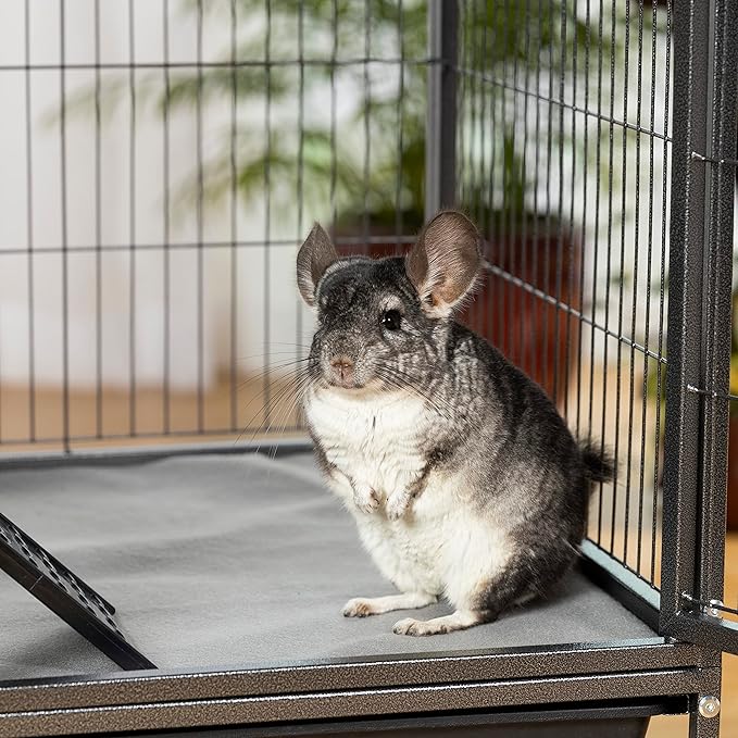 Prevue Pet Products Ferret Cage Plush Fitted Grille Cover Set - Washable Polyester Cage Cover, Prevue Ferret Enclosure Accessories, Plush & Soft Animal Cage Liner - Gray