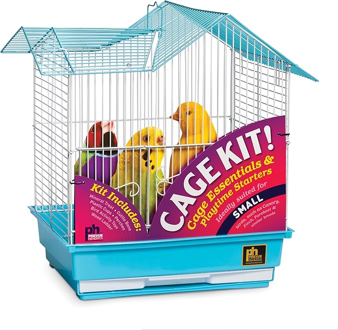 Prevue Pet Products Double Roof Bird Cage Kit - Ideal for Small Birds, Stand Compatible, Simple Cage Assembly, Easy to Clean and Maintain - Blue and White