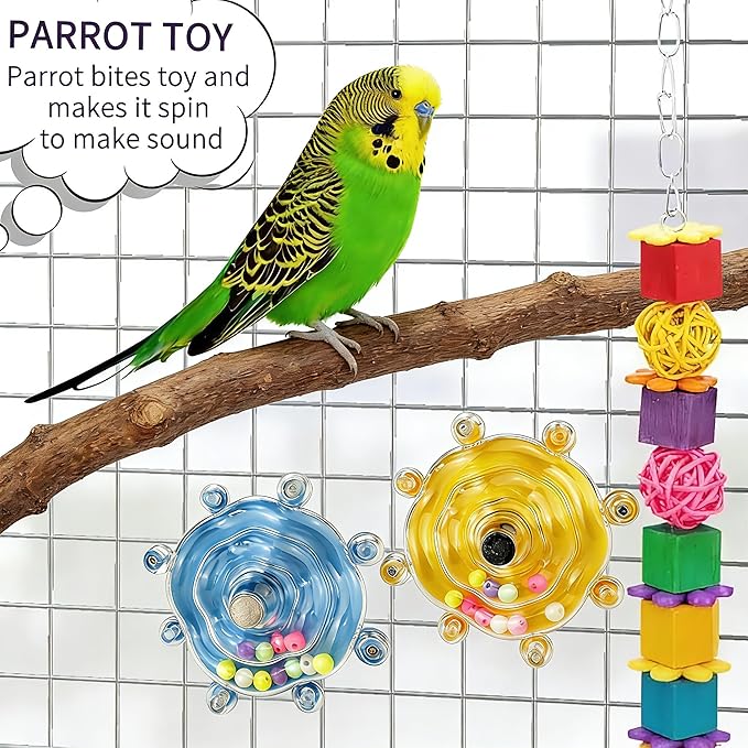 Budgie Toys, Interactive Bird Toys for Parakeet, Cockatiel, Lovebird, Quaker Parrot & Conures, Fun Educational Training Bird Toy (Blue)
