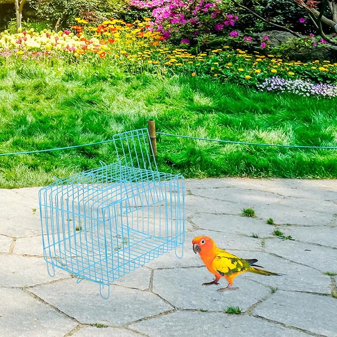POPETPOP Bird Cage for Finches Portable Cage Net Cover Parrot Travel Carrier Steel Wire Comfortable Carrier