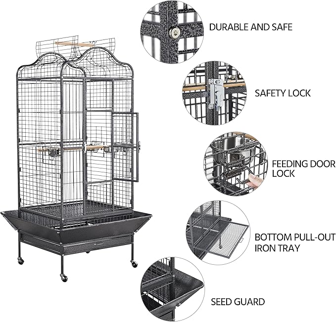 Topeakmart Extra Large Parrot Bird Cage for Macaw Cockatoo Cockatiels African Grey with Open Play Top