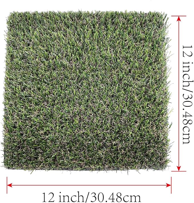 KuGuo Soft Plastic Fake Lawn Chicken Nesting Boxes Pads Chicken Bedding 12 x 12 inches (Short-Middle Grass-6PCS)