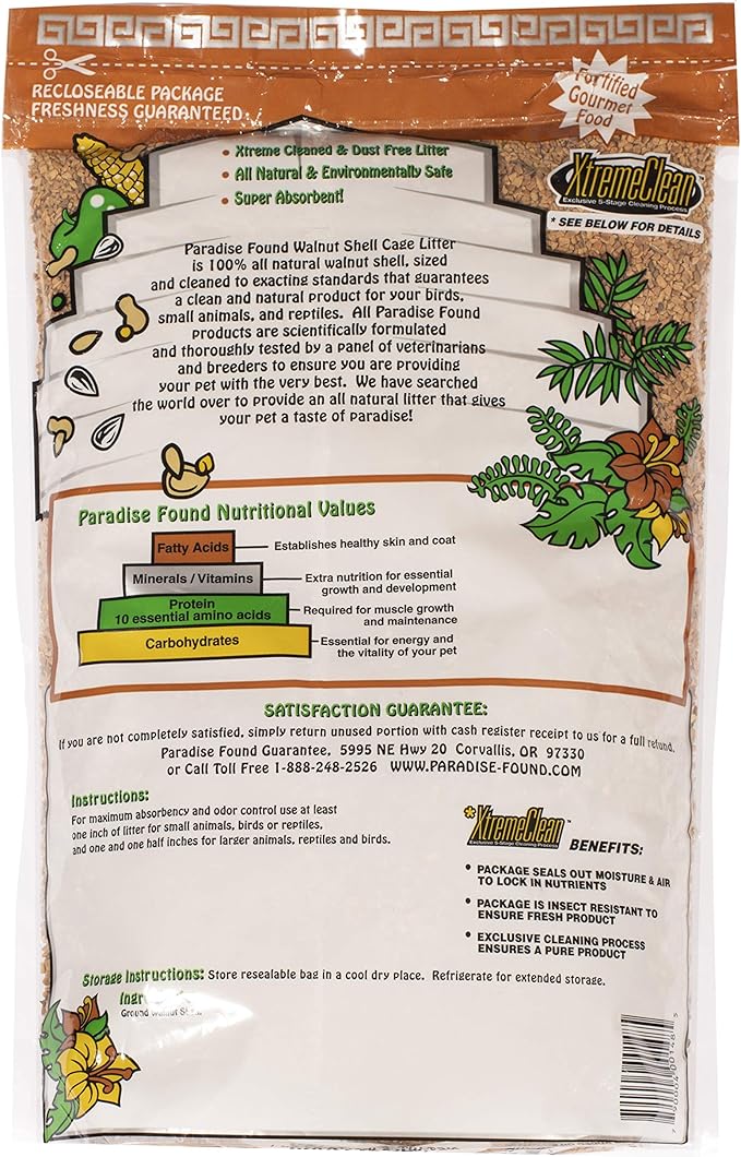 Paradise Found All Natural Walnut Shell Cage Litter (10lb)